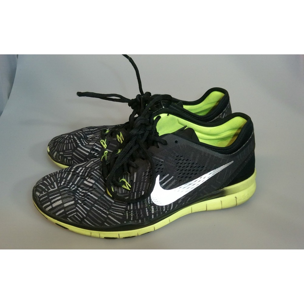 Nike Free 5.0 704695-017 Black Volt Silver Womens Size 9 Running Shoes